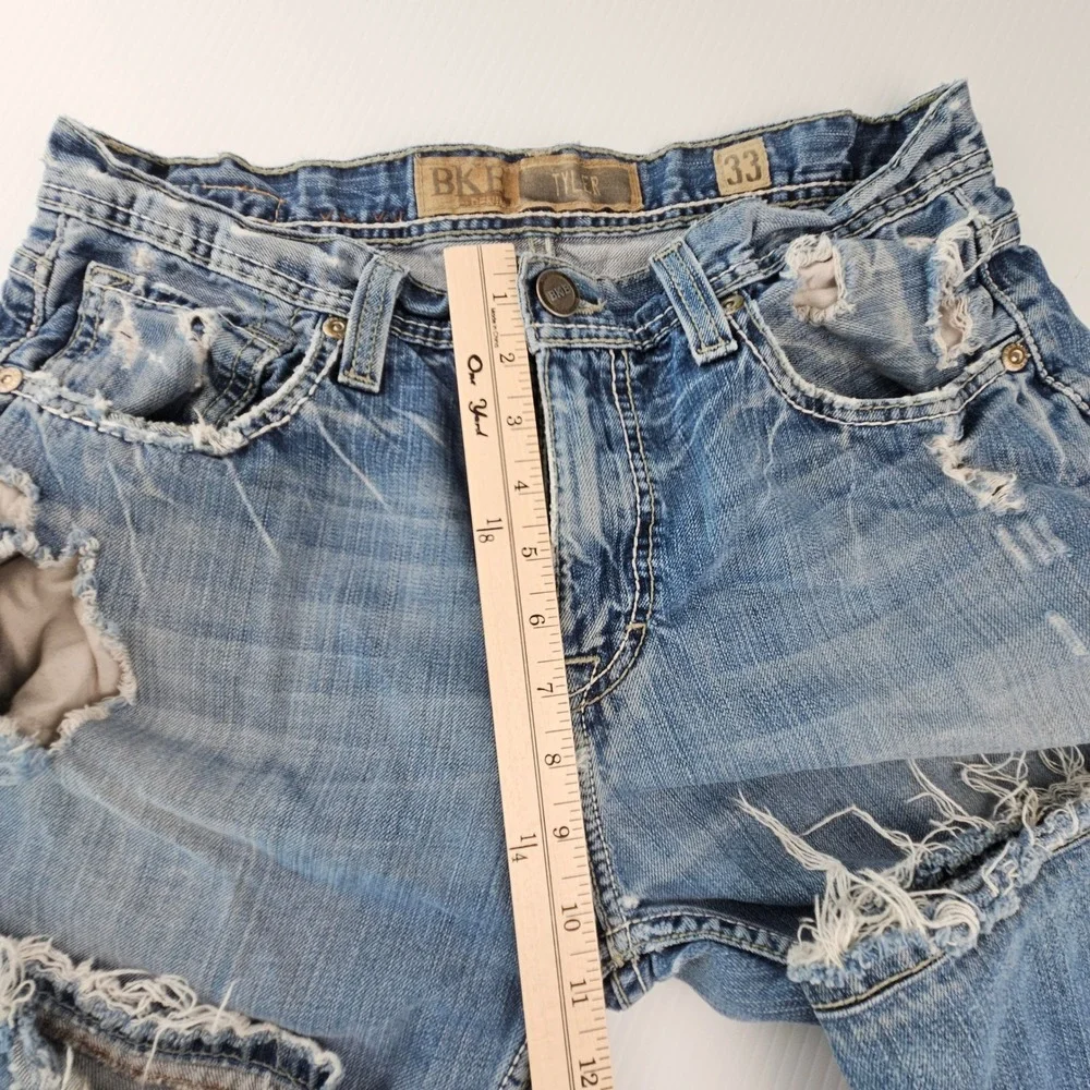 BKE Tyler Mens 33x32 Distressed Thrashed Jeans Baggy Y2K Grunge Skater Denim